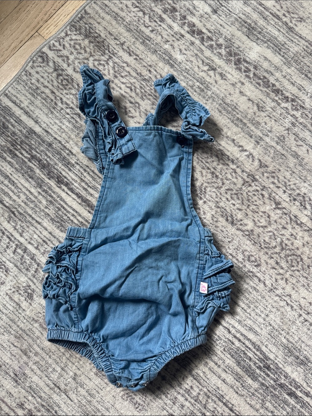 Ruffle Butts Denim Blue Ruffle Romper